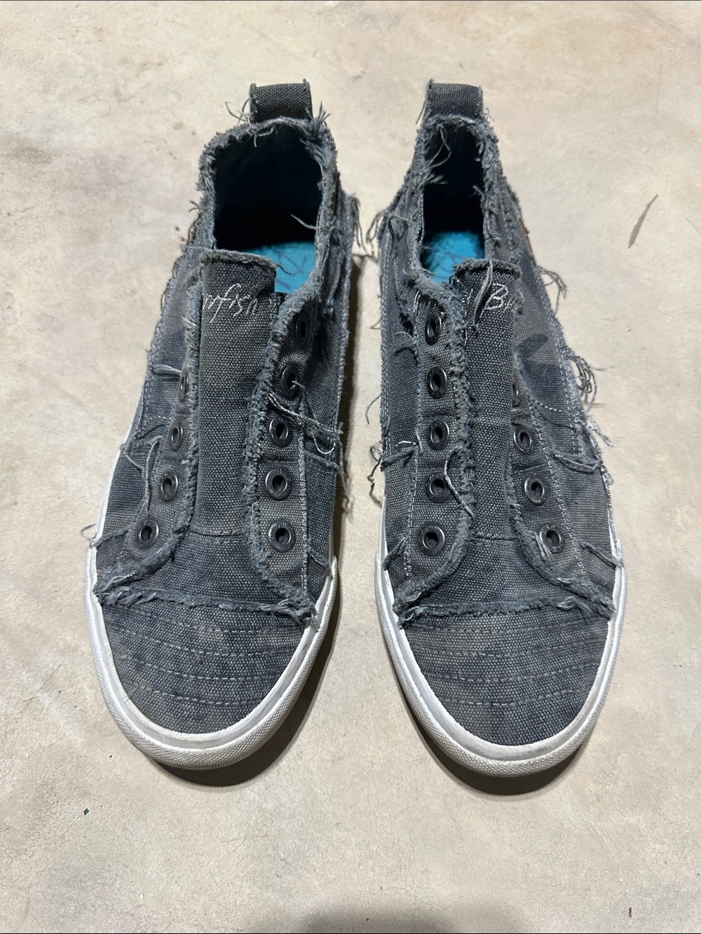 Blowfish Frayed Canvas Slip-On Sneakers - Gray